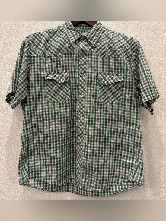 Wrangler Other - Wrangler Green and White Plaid Short-Sleeve Button-Down Shirt